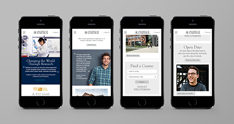 University of Lincoln new website mobile mockups