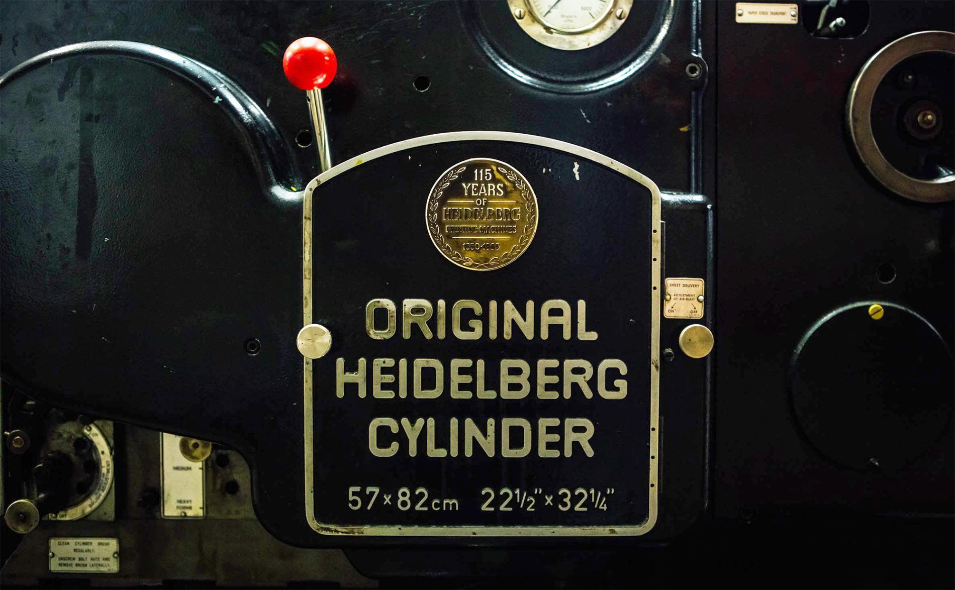 Ruddocks print press - original heidelberg cylinder